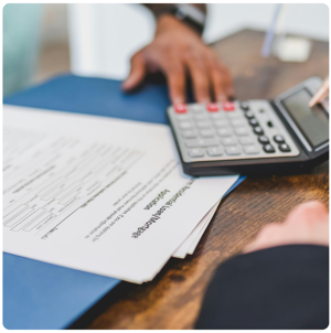 Calculator and paper on table