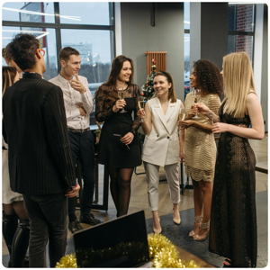 Networking group smiling