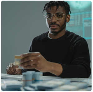 Man holding card and cash