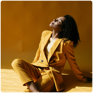 Relieved lady in suit